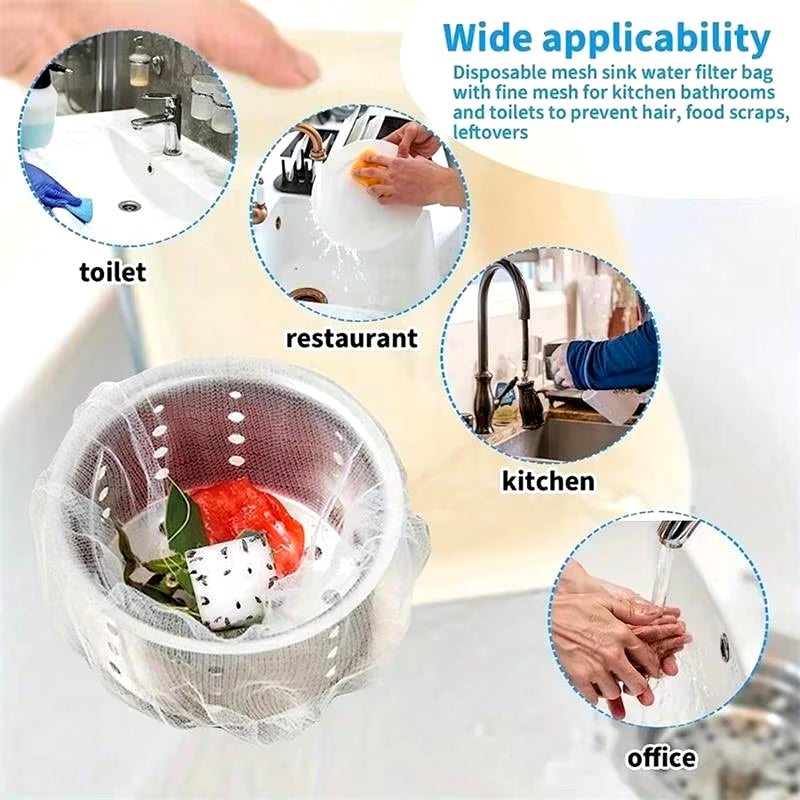 50-200Pcs Disposable Kitchen Sink Filter Sewer Drain Anti-Blocking Garbage Bag Pool Leak Mesh Bag Mesh Strainer Sink Garbage Net