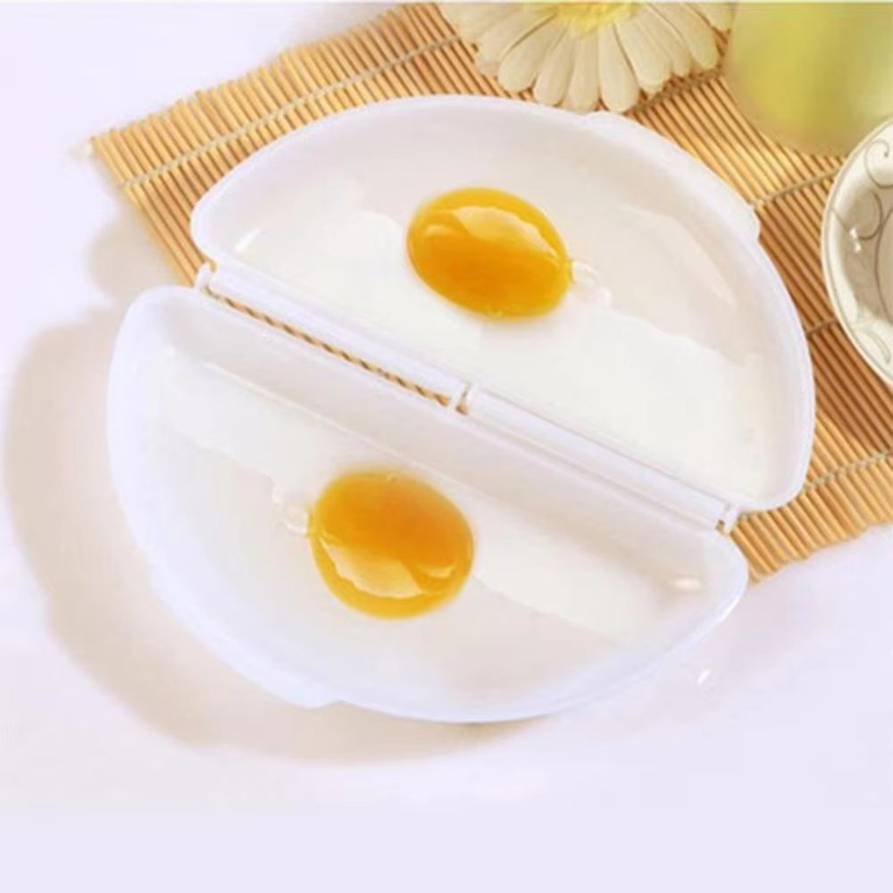 Useful White Microwave Omelette Egg Maker Tray Non-Toxic Eggs Steamer Box Silicone Egg Cooker Egg Poacher Kitchen Cooking Tools